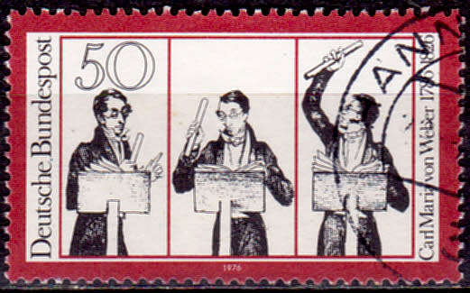 GERMANY 1976, 13 May. 150th ANNIV DEATH CARL MARIA VON WEBER, single, UH, CV+/- R 5.00 view scans