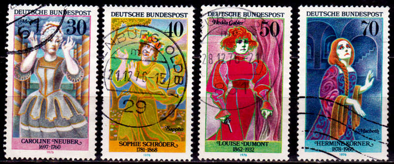 GERMANY 1976, 16 Nov. FAMOUS ACTRESSES, set, UH, CV+/- R 45.00 view scans