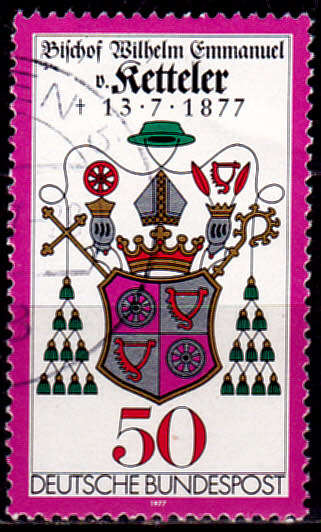 GERMANY 1977, 13 July. 100th ANNIV DEATH WILHELM E VON KETTLER, single, UH, CV+/- R 10.00 view scans