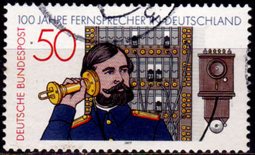 GERMANY 1977, 13 Oct. 100th ANNIV OF THE TELEPHONE, single, UH, CV+/- R 5.00 view scans