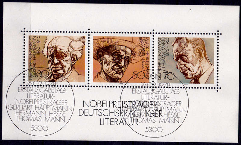 GERMANY 1978, 16 Feb. NOBEL PRIZE WINNERS LITERATURE, m/sheet, CTO, CV+/- R ? view scans