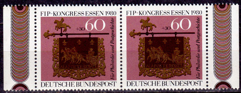 GERMANY 1980, 13 Nov. FIB CONGRESS IN ESSEN, single pair, MNH, CV+/- R 35.00 view scans