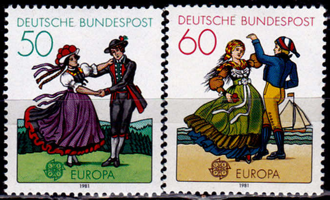 GERMANY 1981, 7 May. EUROPA STAMPS - FOLKLORE, set, MNH, CV+/- R 25.00 view scans