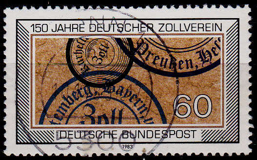 GERMANY 1983, 10 Nov. 150th ANNIV CUSTOMS UNION, single, UH, CV+/- R 10.00 view scans