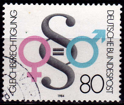 GERMANY 1984, 8 Nov. EQUALITY BETWEEN MEN AND WOMEN, single, UH, CV+/- R 10.00 view scans