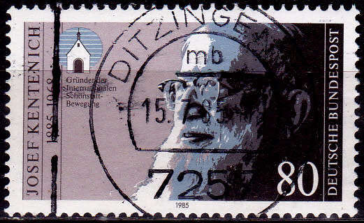 GERMANY 1985, 7 May. 100th ANNIV BIRTH JOSEF KENTENICH, single, UH, CV+/- R 10.00 view scans