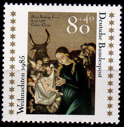 GERMANY 1985, 12 Nov. CHRISTMAS STAMPS, single, MH, CV+/- R 30.00 view scans