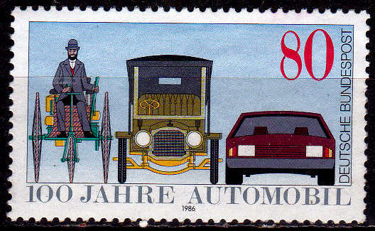 GERMANY 1986, 16 Jan. 100th ANNIV AUTOMOBILE INDUSTRY, single, MH, CV+/- R 30.00 view scans