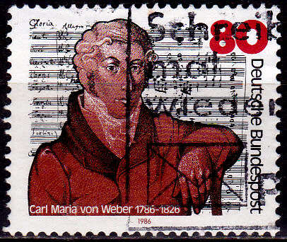 GERMANY 1986, 20 June. 200th ANNIV BIRTH CARL MARIA VON WEBER, single, UH, CV+/- R 10.00 view scans
