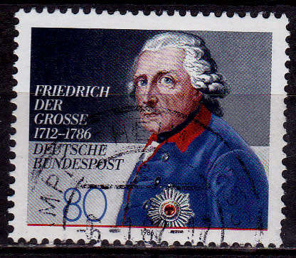 GERMANY 1986, 14 Aug. 200th ANNIV DEATH FREDERICK THE GREAT, single, UH, CV+/- R 10.00 view scans