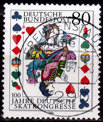 GERMANY 1986, 14 Aug. 100th ANNIV CARD-PLAYING CONGRESS, single, UH, CV+/- R 10.00 view scans