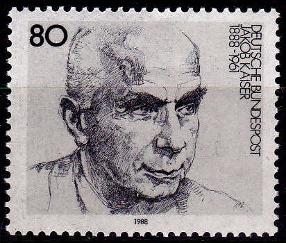 GERMANY 1988, 14 Jan. 100th ANNIV BIRTH JAKOB KAISER, single, MNH, CV+/- R 20.00 view scans