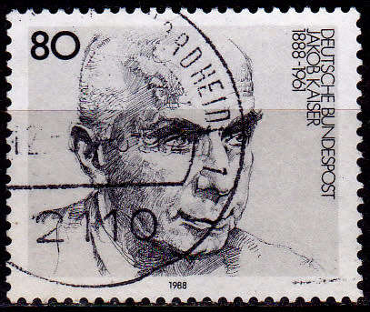 GERMANY 1988, 14 Jan. 100th ANNIV BIRTH JAKOB KAISER, single, UH, CV+/- R 10.00 view scans