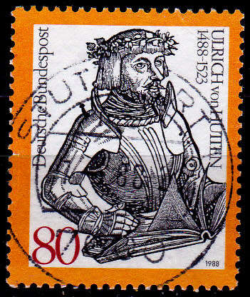 GERMANY 1988, 14 April. 500th ANNIV BIRTH ULRICH VON HUTTEN, single, UH, CV+/- R 10.00 view scans