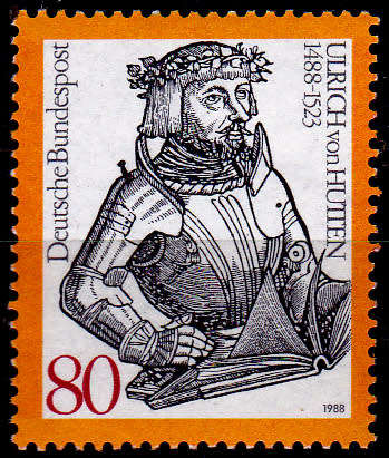 GERMANY 1988, 14 April. 500th ANNIV BIRTH ULRICH VON HUTTEN, single, MNH, CV+/- R 20.00 view scans