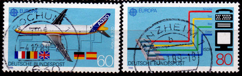 GERMANY 1988, 5 May. EUROPA STAMPS - TRANSPORTATION AND COMM, set, UH, CV+/- R 20.00 view scans