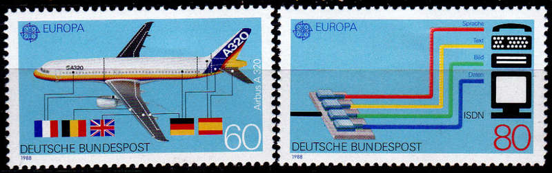 GERMANY 1988, 5 May. EUROPA STAMPS - TRANSPORTATION AND COMM, set, MNH, CV+/- R 35.00 view scans