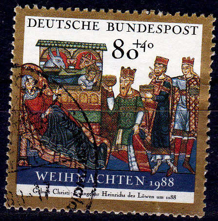 GERMANY 1988, 10 Nov. CHRISTMAS STAMPS, single, UH, CV+/- R 30.00 view scans
