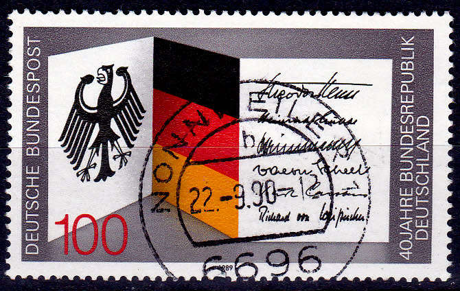 GERMANY 1989, 5 May. 40th ANNIV GERMAN FEDERAL REP, single, UH, CV+/- R 10.00 view scans