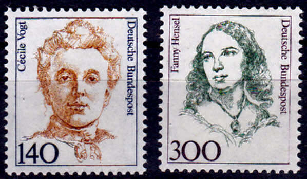 GERMANY 1989, 10 Aug. FAMOUS WOMEN, set, MNH, CV+/- R 90.00 view scans