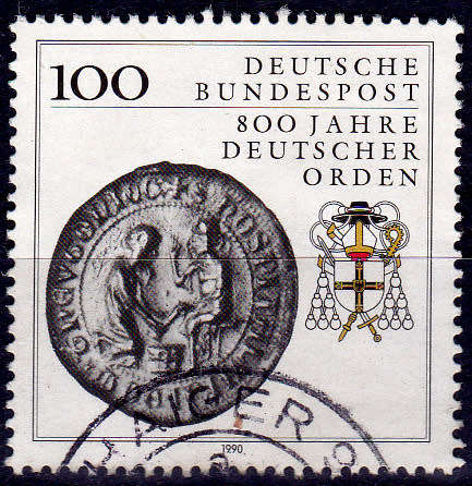 GERMANY 1990, 15 Feb. 800th ANNIV DER DEUTSCHER ORDEN, single, UH, CV+/- R 10.00 view scans