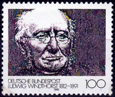 GERMANY 1991, 12 March. 100th ANNIV DEATH LUDWIG WINDTHORST, single, MNH, CV+/- R 30.00 view scans