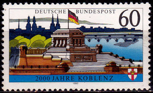 GERMANY 1992, 9 Jan. 2000th ANNIV OF KOBLENZ, single, MNH, CV+/- R 260.00 view scans
