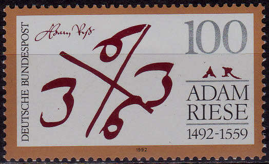 GERMANY 1992, 7 May. 500th ANNIV BIRTH ADAM RIESE, single, MNH, CV+/- R 30.00 view scans