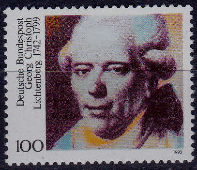 GERMANY 1992, 11 June. 250th ANNIV BIRTH GEORG C LICHTENBERG, single, MH, CV+/- R 30.00 view scans