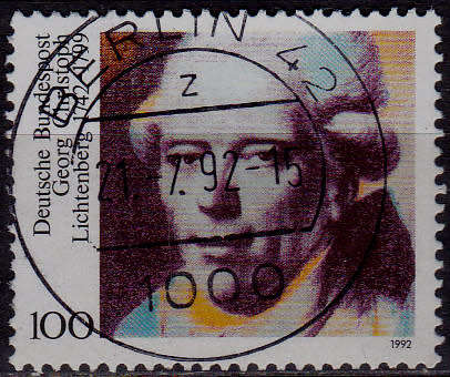 GERMANY 1992, 11 June. 250th ANNIV BIRTH GEORG C LICHTENBERG, single, UH, CV+/- R 10.00 view scans