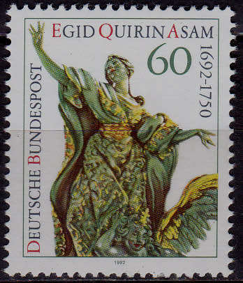 GERMANY 1992, 13 Aug. 300th ANNIV BIRTH EGID QUIRIN ASAM, single, MNH, CV+/- R 20.00 view scans