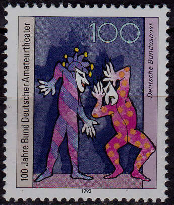 GERMANY 1992, 13 Aug. 100th ANNIV GERMAN AMATEUR THEATRE, single, MNH, CV+/- R 30.00 view scans