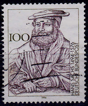 GERMANY 1994, 13 Oct. 50th ANNIV BIRTH HANS SACH, single, UH, CV+/- R 10.00 view scans