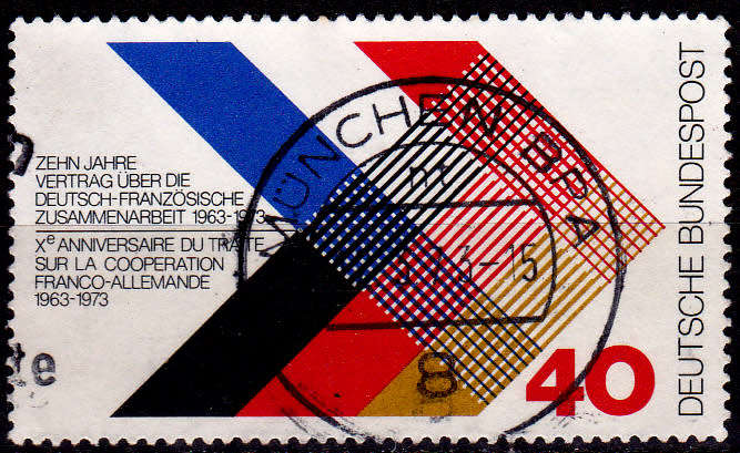GERMANY 1973, 22 Jan. 10th ANNIV GERMAN-FRANCE COLLABORATION, single, UH, CV+/- R 5.00 view scans