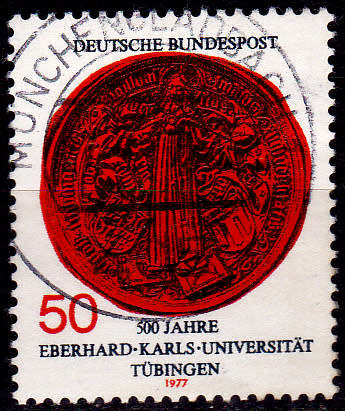 GERMANY 1977, 16 Aug. 500th ANNIV UNIV TUBINGEN, single, UH, CV+/- R 5.00 view scans