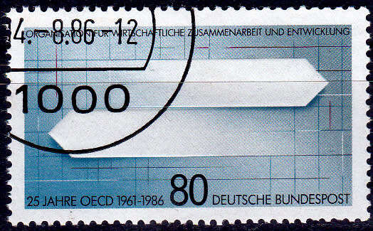 GERMANY 1986, 14 Aug. 25th ANNIV OF THE OECD, single, UH, CV+/- R 10.00 view scans