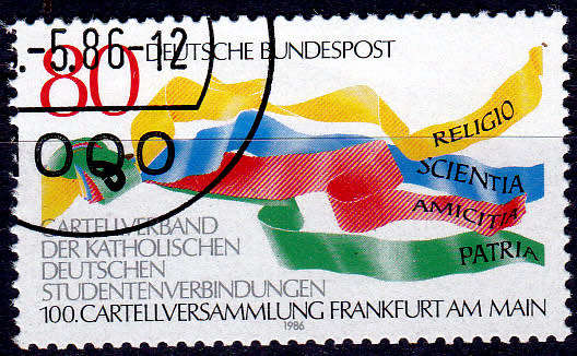 GERMANY 1986, 5 May. 100th ANNIV CATHOLIC STUDENT SOCIETY, single, UH, CV+/- R 10.00 view scans