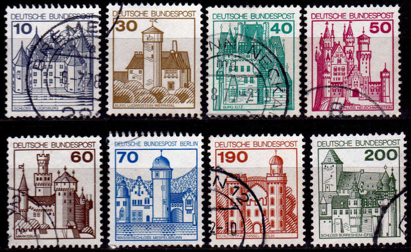 GERMANY 1977, 13 Jan. PALACES AND CASTLES, set, UH, CV+/- R 55.00 view scans