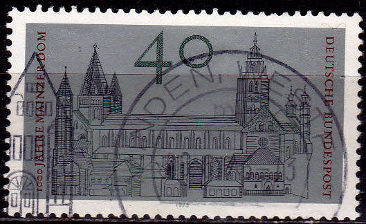 GERMANY 1975, 15 May. 1000th ANNIV MAINZ CATHEDRAL, single, UH, CV+/- R 5.00 view scans