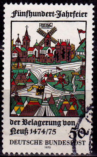 GERMANY 1975, 15 May. 500th ANNIV SIEGE OF NEUSS, single, UH, CV+/- R 5.00 view scans
