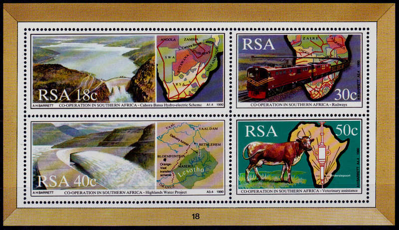 RSA 1990, 15 Feb. CO-OPERATION in SOUTHERN AFRICA, minisheet, MNH, CV R 20.00 view scans