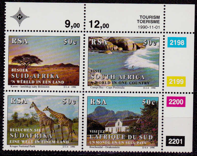 RSA 1990, 1 Nov. TOURISM in SA, set control, MNH, CV R 30.00 view scans