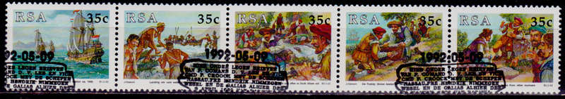 RSA 1992, 9 May. NATIONAL STAMP DAY, setenant strip, CTO, CV R ?? view scans