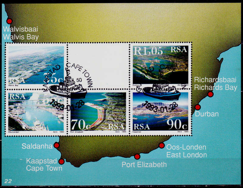 RSA 1993, 28 Jan. SA HARBOURS, minisheet no 22, CTO, CV R ?? view scans