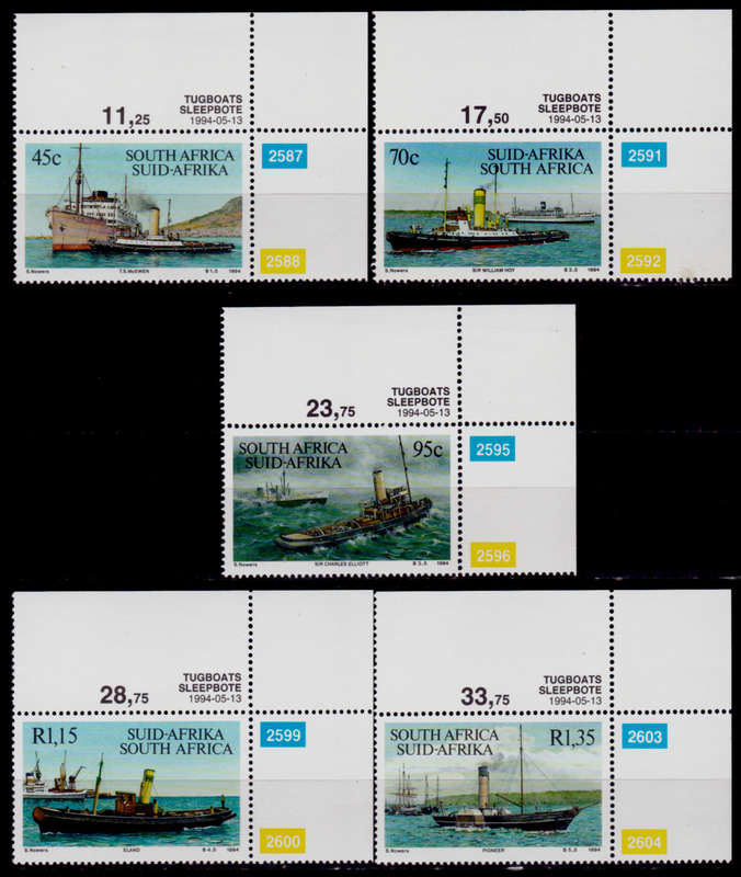 RSA 1994, 13 May. TUGBOATS, set, MNH,  CV R 41.50 view scans