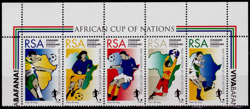 RSA 1996, 10 Jan. SOCCER AFRICAN CUP of NATIONS, setenant strip, MNH, CV R 120.00 view scans