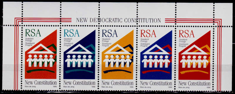 RSA 1996, 1 Aug. NEW DEMOCRATIC CONSTITUTION, setenant strip, MNH, CV R 120.00 view scans