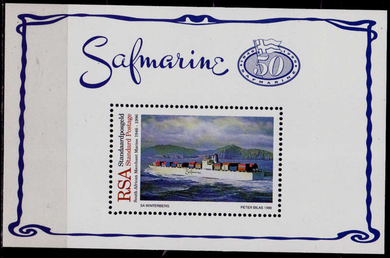 RSA 1996, 5 Aug. 50th ANNIV of SAFMARINE, minisheet, MNH, CV R 50.00 view scans