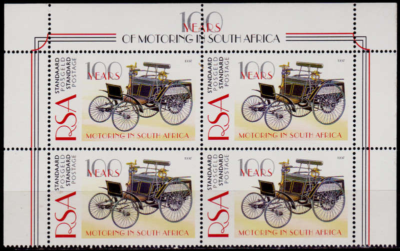 RSA 1997, 4 Jan. 100th ANNIV MOTORING IN SA, control, MNH, CV R 60.00 view scans