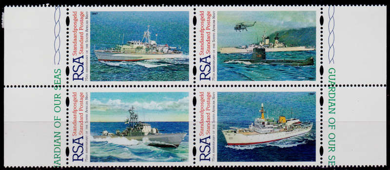 RSA 1997, 1 April. 75th ANNIV SA NAVY, setenant block, MH, CV R 75.00 view scans